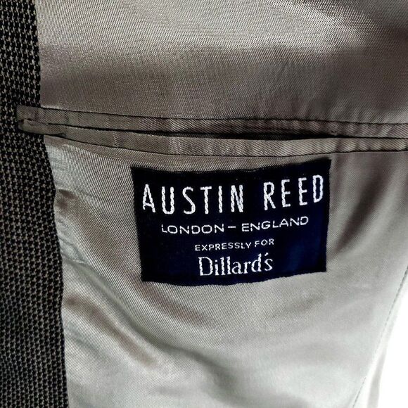 Austin Reed Heavy Textured Wool 2 Button Sport Coat 38R Black Tan Check - Picture 7 of 11